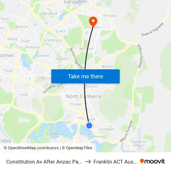 Constitution Av After Anzac Park West to Franklin ACT Australia map