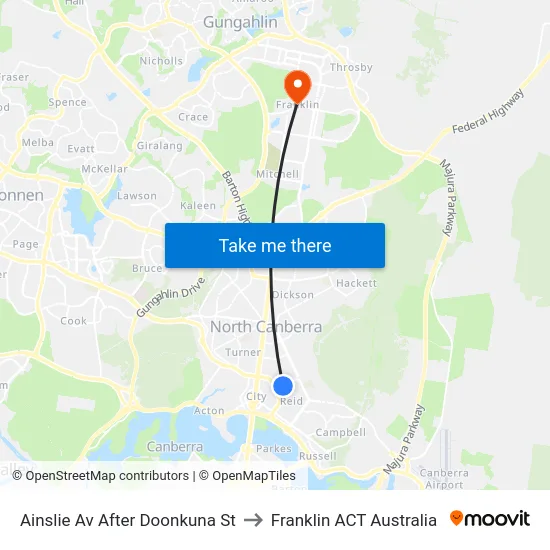 Ainslie Av After Doonkuna St to Franklin ACT Australia map