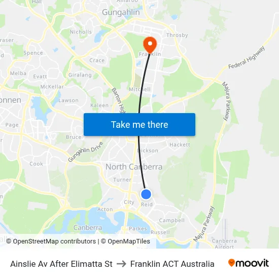Ainslie Av After Elimatta St to Franklin ACT Australia map