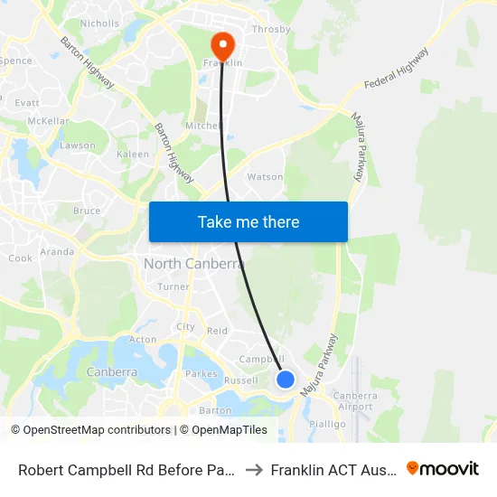 Robert Campbell Rd Before Parnell Rd to Franklin ACT Australia map