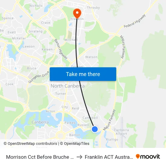 Morrison Cct Before Bruche Rd to Franklin ACT Australia map