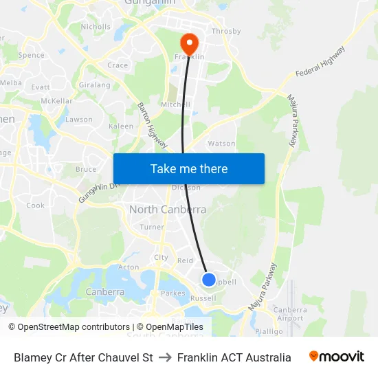 Blamey Cr After Chauvel St to Franklin ACT Australia map