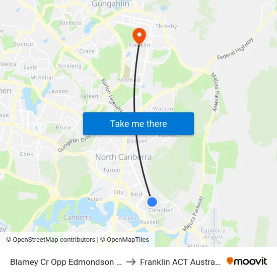 Blamey Cr Opp Edmondson St to Franklin ACT Australia map