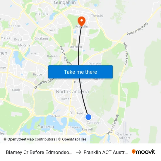 Blamey Cr Before Edmondson St to Franklin ACT Australia map