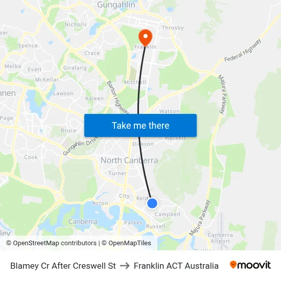 Blamey Cr After Creswell St to Franklin ACT Australia map