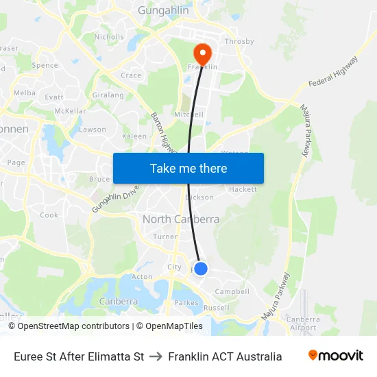 Euree St After Elimatta St to Franklin ACT Australia map