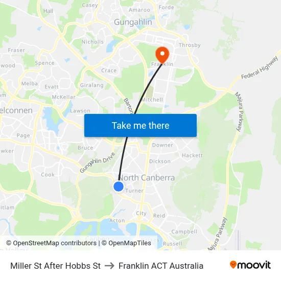 Miller St After Hobbs St to Franklin ACT Australia map