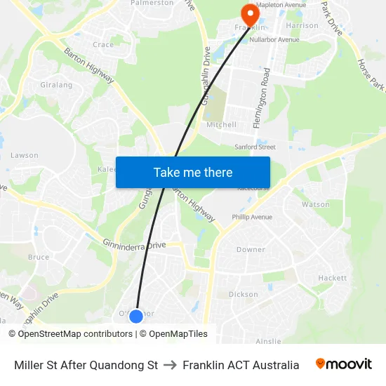 Miller St After Quandong St to Franklin ACT Australia map