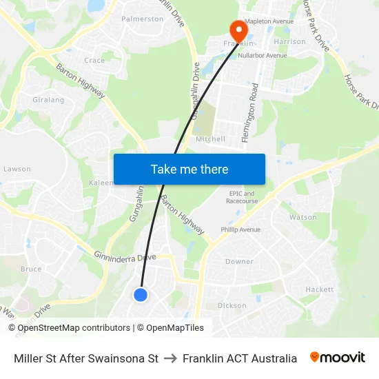 Miller St After Swainsona St to Franklin ACT Australia map