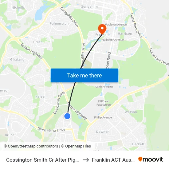 Cossington Smith Cr After Piguenit Cl to Franklin ACT Australia map