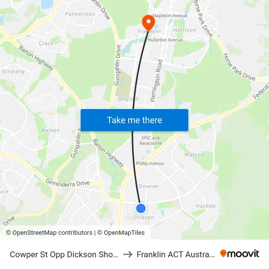 Cowper St Opp Dickson Shops to Franklin ACT Australia map