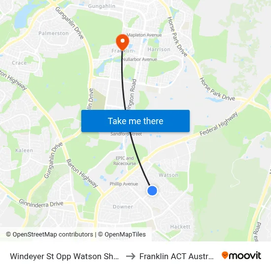 Windeyer St Opp Watson Shops to Franklin ACT Australia map