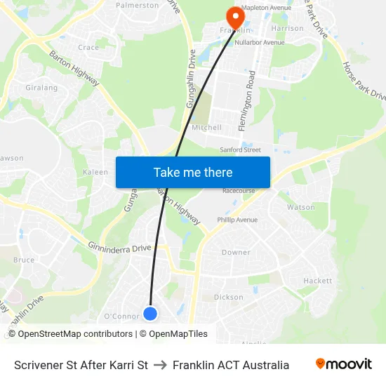 Scrivener St After Karri St to Franklin ACT Australia map