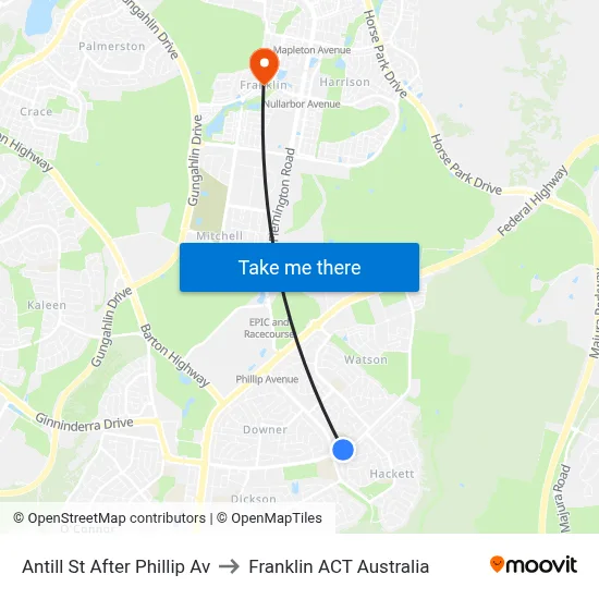 Antill St After Phillip Av to Franklin ACT Australia map
