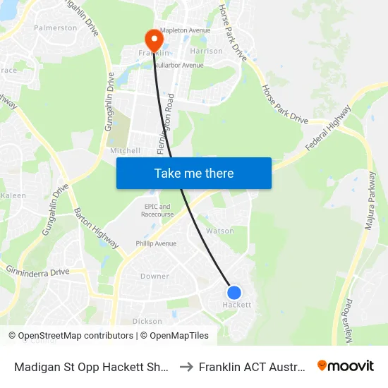 Madigan St Opp Hackett Shops to Franklin ACT Australia map