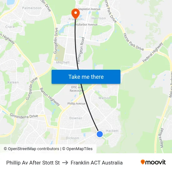 Phillip Av After Stott St to Franklin ACT Australia map