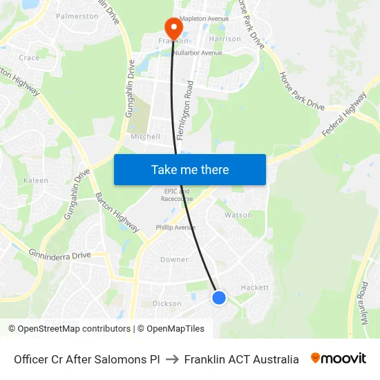Officer Cr After Salomons Pl to Franklin ACT Australia map