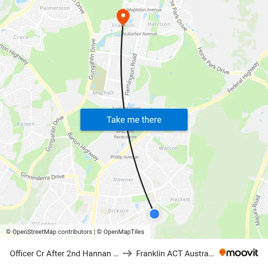 Officer Cr After 2nd Hannan Cr to Franklin ACT Australia map