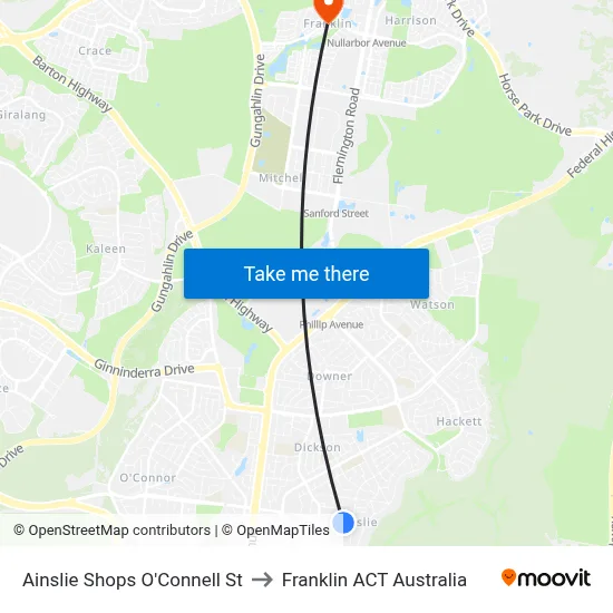 Ainslie Shops O'Connell St to Franklin ACT Australia map