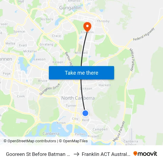 Gooreen St Before Batman St to Franklin ACT Australia map
