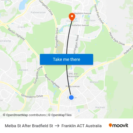 Melba St After Bradfield St to Franklin ACT Australia map