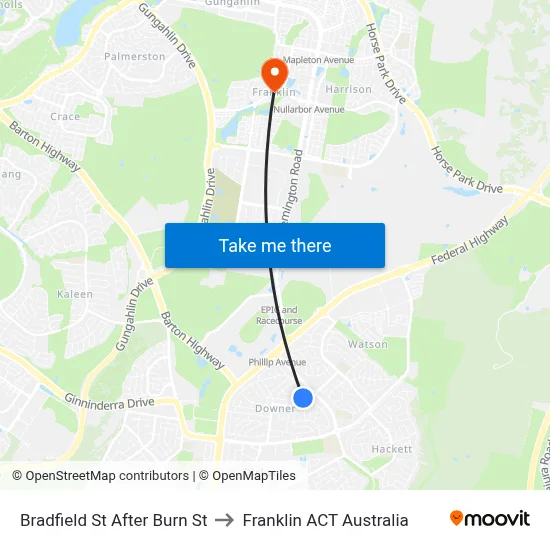 Bradfield St After Burn St to Franklin ACT Australia map