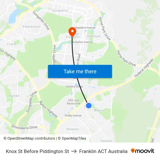 Knox St Before Piddington St to Franklin ACT Australia map