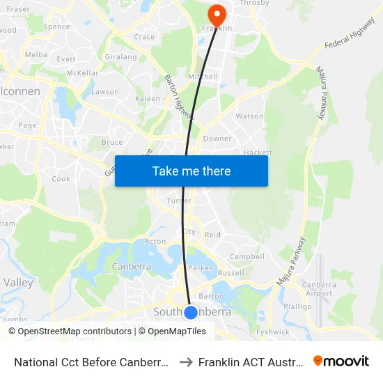 National Cct Before Canberra Av to Franklin ACT Australia map