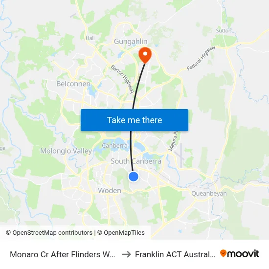 Monaro Cr After Flinders Way to Franklin ACT Australia map