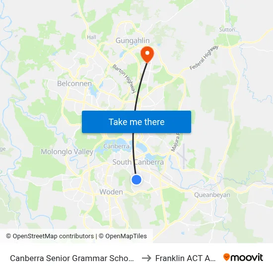 Canberra Senior Grammar School Golden Gr to Franklin ACT Australia map