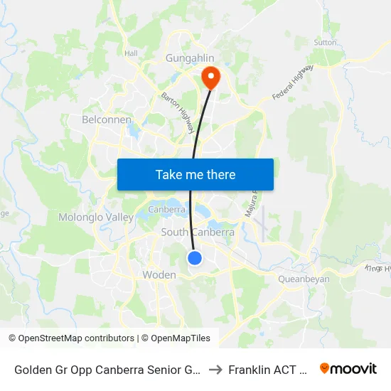 Golden Gr Opp Canberra Senior Grammar School to Franklin ACT Australia map