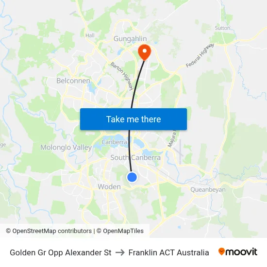Golden Gr Opp Alexander St to Franklin ACT Australia map