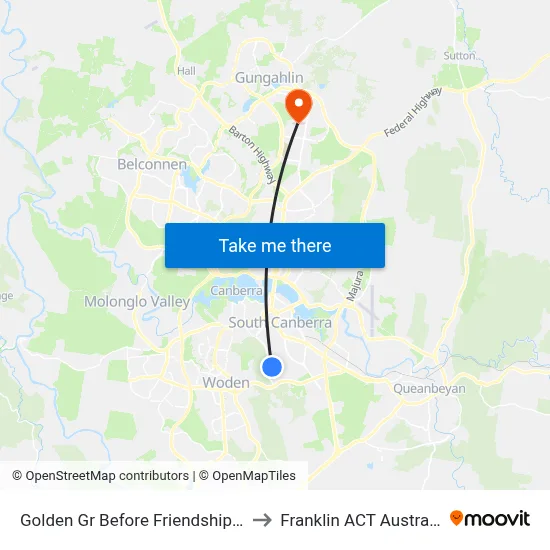 Golden Gr Before Friendship St to Franklin ACT Australia map