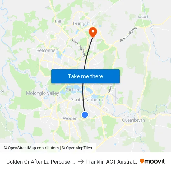 Golden Gr After La Perouse St to Franklin ACT Australia map