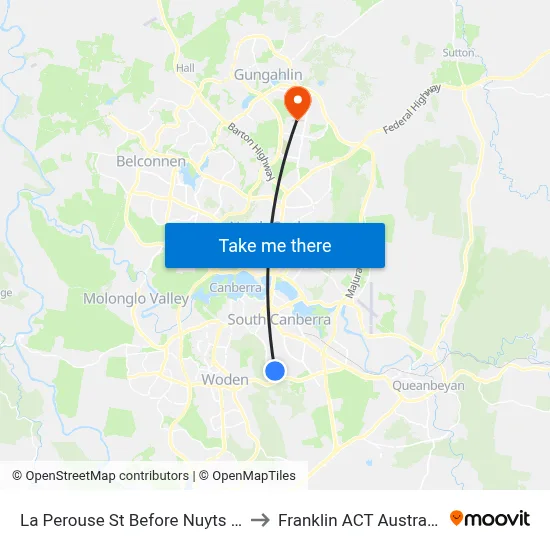 La Perouse St Before Nuyts St to Franklin ACT Australia map