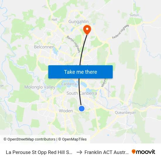 La Perouse St Opp Red Hill Shops to Franklin ACT Australia map