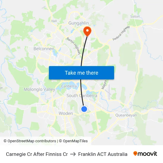 Carnegie Cr After Finniss Cr to Franklin ACT Australia map
