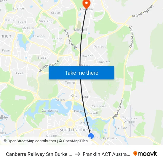 Canberra Railway Stn Burke Cr to Franklin ACT Australia map