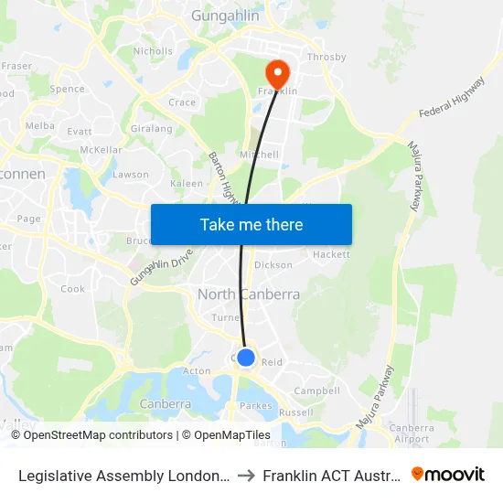 Legislative Assembly London Cct to Franklin ACT Australia map