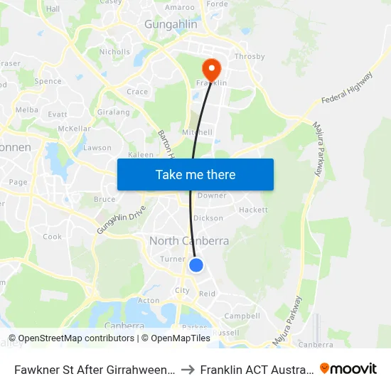 Fawkner St After Girrahween St to Franklin ACT Australia map