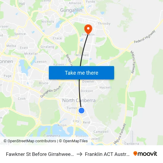 Fawkner St Before Girrahween St to Franklin ACT Australia map