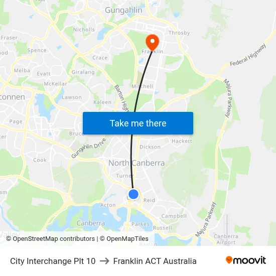 City Interchange Plt 10 to Franklin ACT Australia map