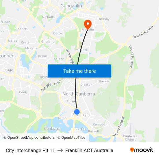 City Interchange Plt 11 to Franklin ACT Australia map