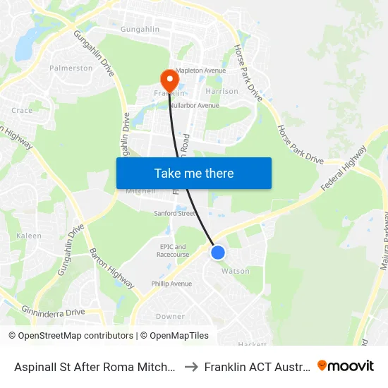 Aspinall St After Roma Mitchell Cr to Franklin ACT Australia map
