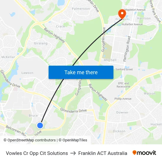 Vowles Cr Opp Cit Solutions to Franklin ACT Australia map