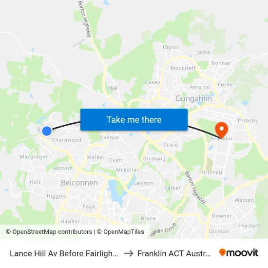 Lance Hill Av Before Fairlight St to Franklin ACT Australia map