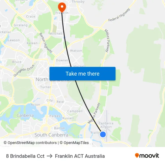 8 Brindabella Cct to Franklin ACT Australia map