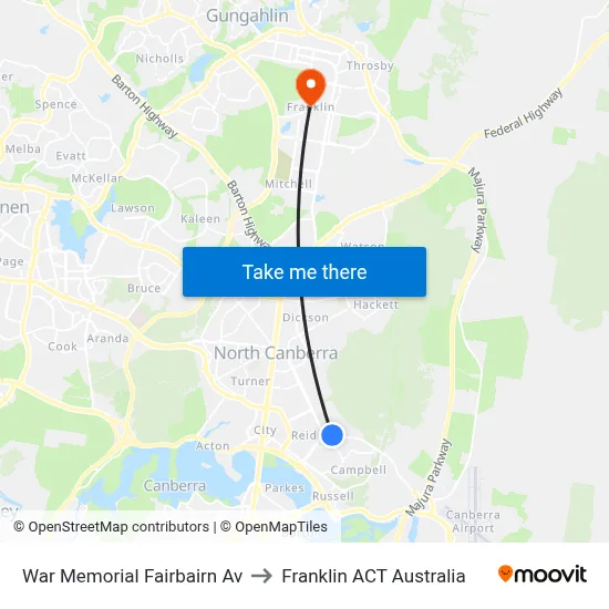 War Memorial Fairbairn Av to Franklin ACT Australia map
