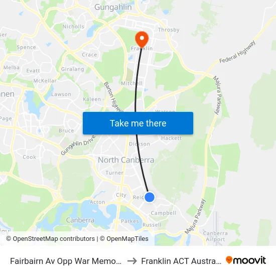 Fairbairn Av Opp War Memorial to Franklin ACT Australia map