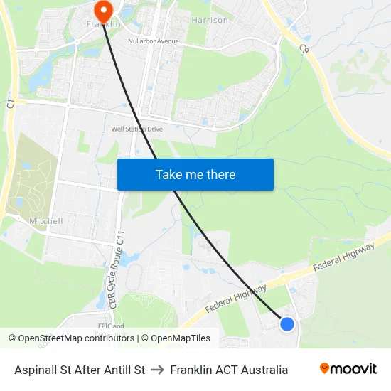 Aspinall St After Antill St to Franklin ACT Australia map